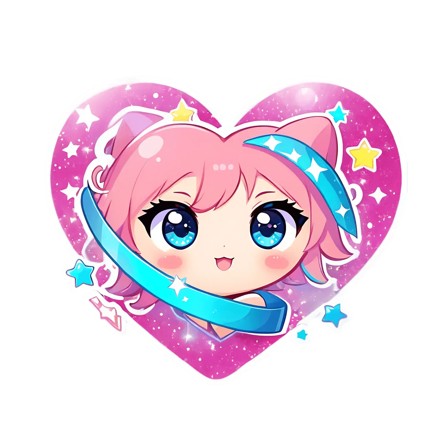 Cute Anime Heart - UV DTF Sticker - Heat Press Transfer