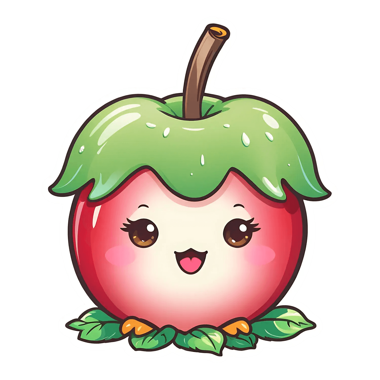 Cute Apple Cartoon - UV Sticker - Heat Press Transfer