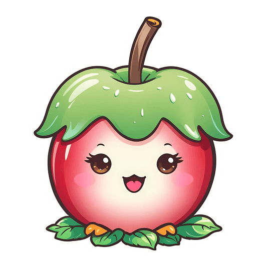 Cute Apple Cartoon - UV Sticker - Heat Press Transfer