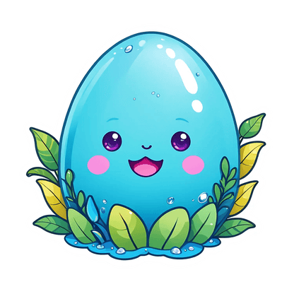 Cute Aqua Egg - Sticker - Heat Press Transfer