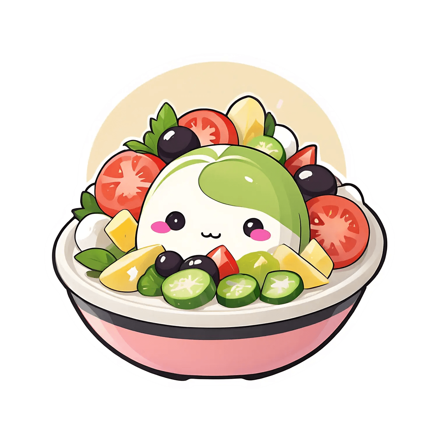 Cute Avocado Salad - Sticker - Heat Press Transfer