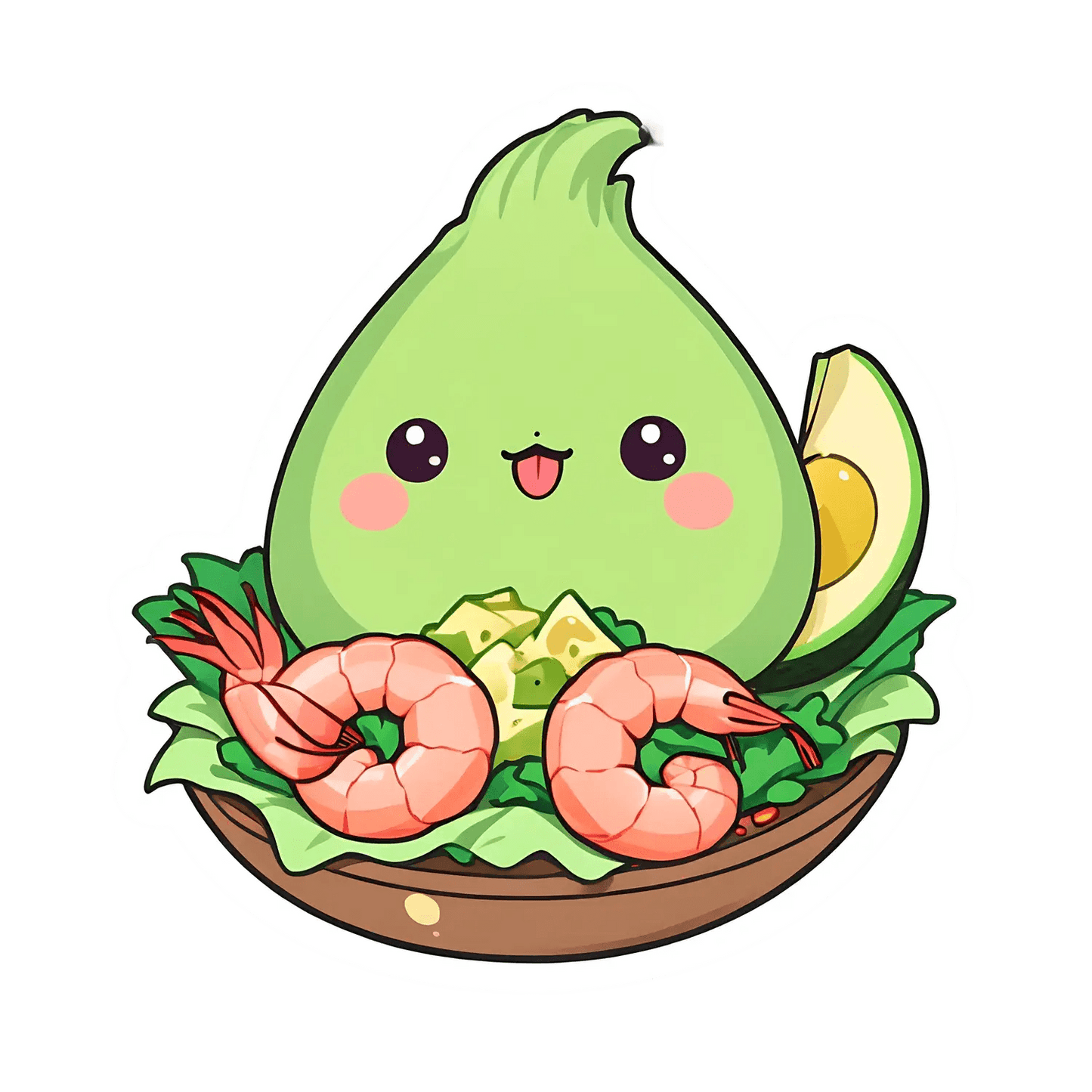 Cute Avocado Shrimp Bowl - Sticker - Heat Press Transfer