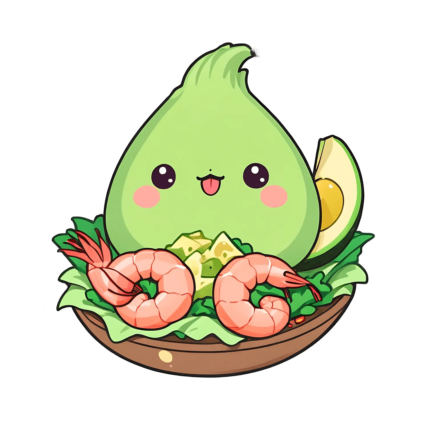 Cute Avocado Shrimp Bowl - Sticker - Heat Press Transfer
