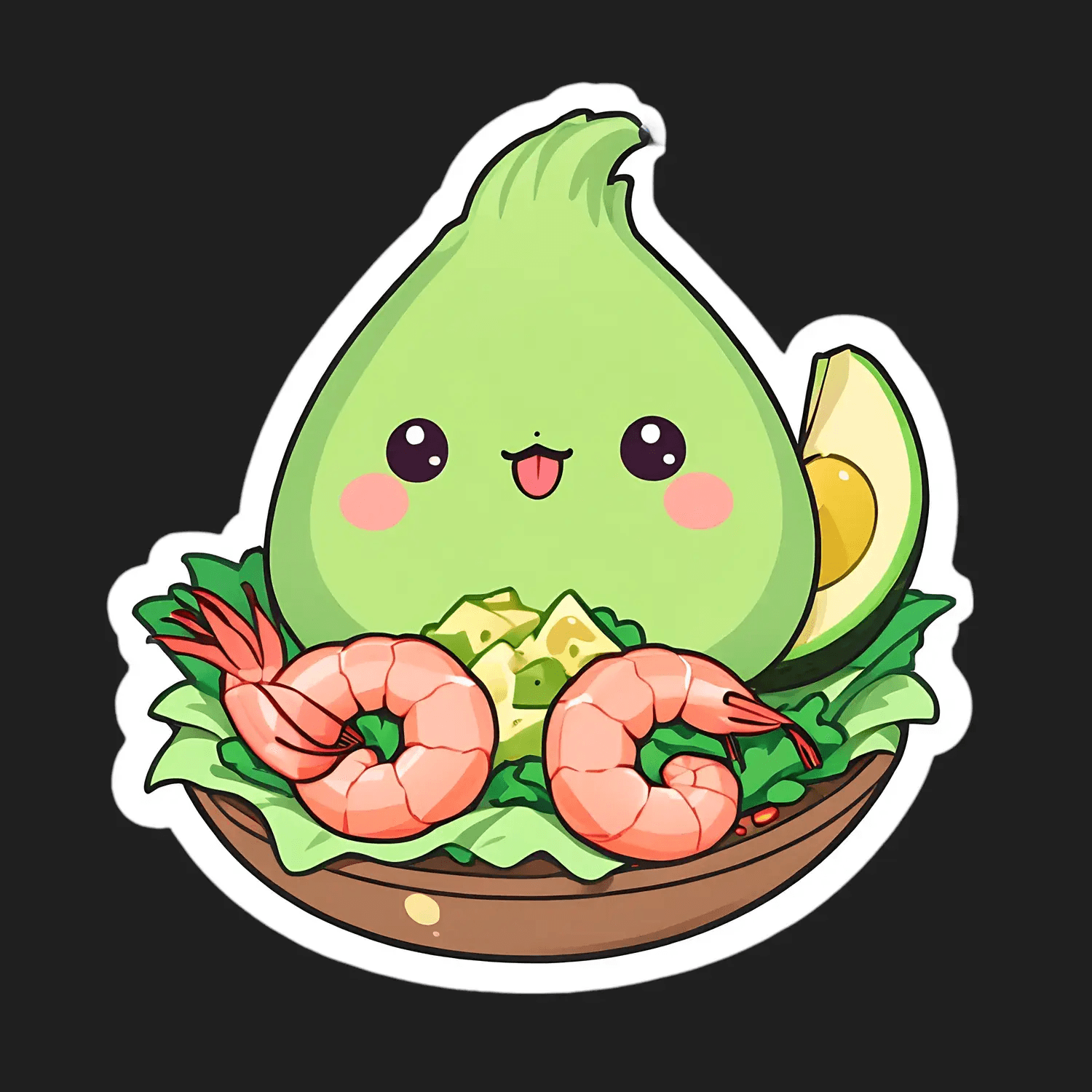 Cute Avocado Shrimp Bowl - Sticker - Heat Press Transfer