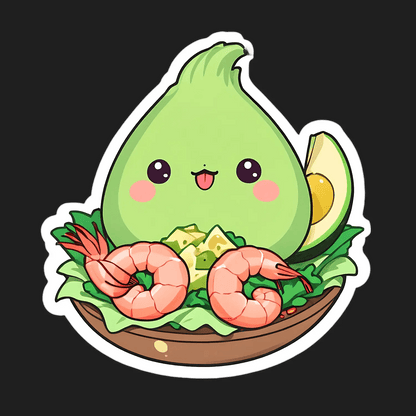 Cute Avocado Shrimp Bowl - Sticker - Heat Press Transfer