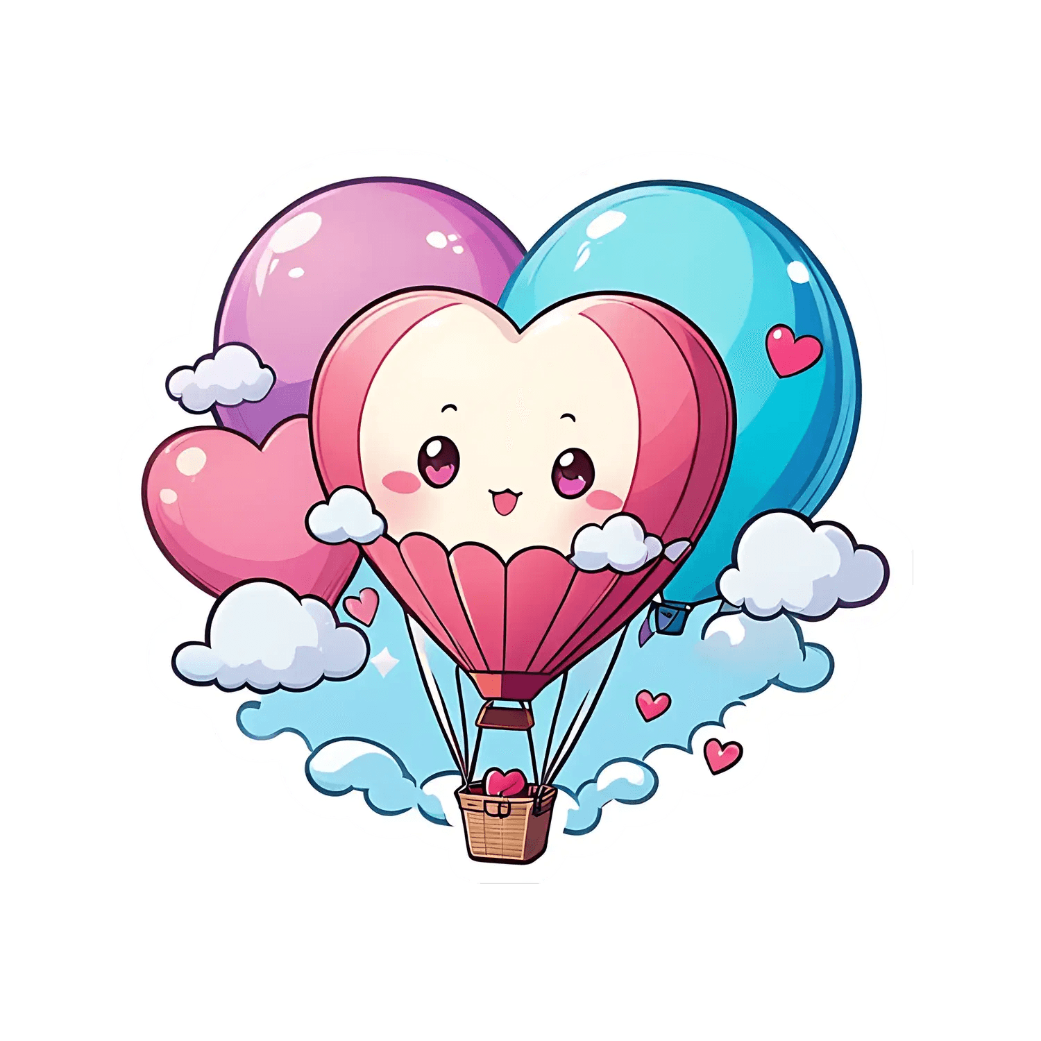 Cute Balloon Heart - Sticker - Heat Press Transfer