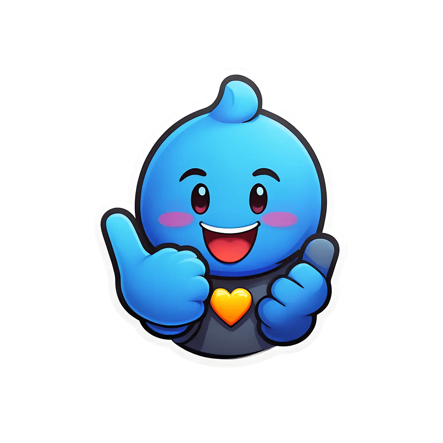 Cute Blue Character - Sticker - Heat Press Transfer