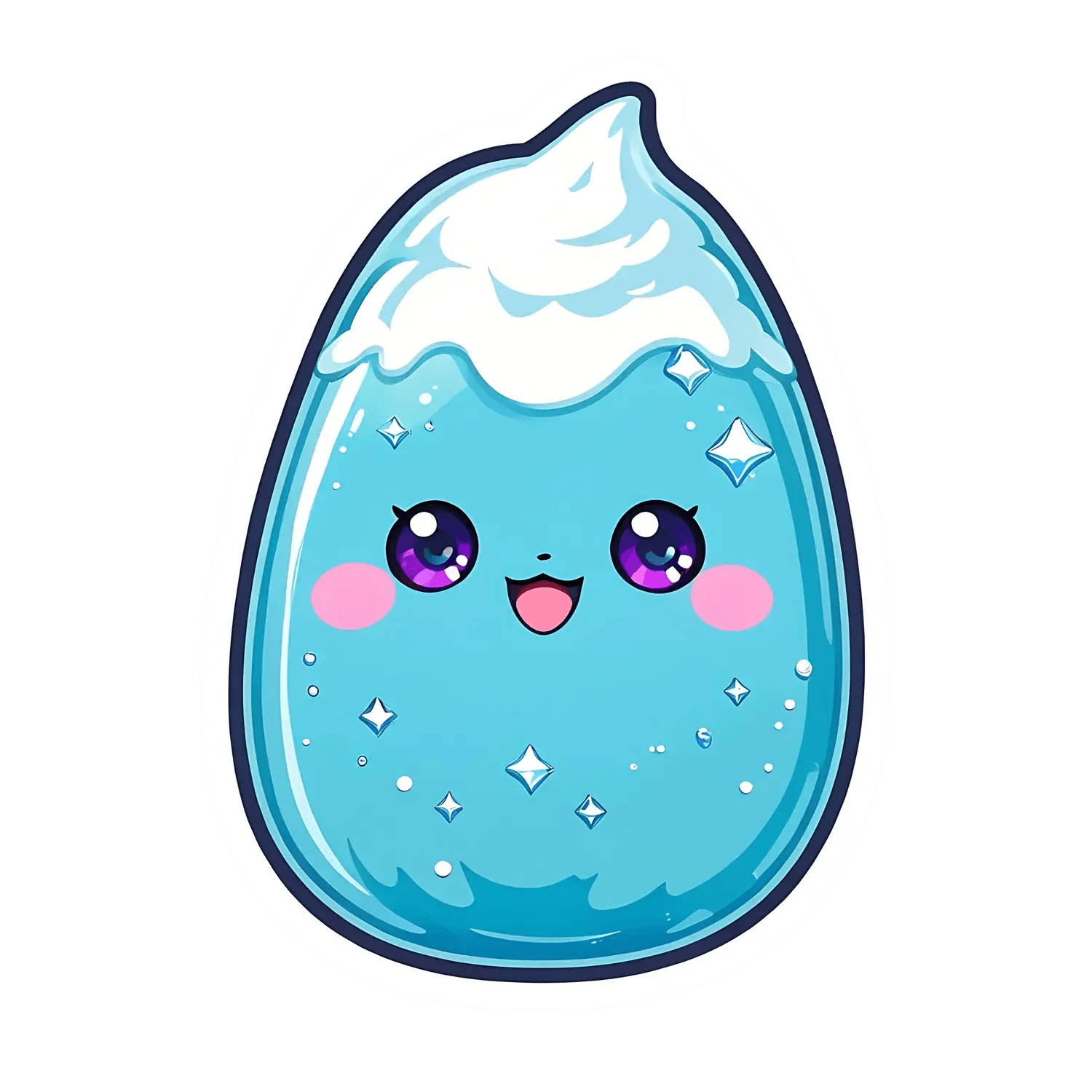 Cute Blue Slime - Sticker - Heat Press Transfer