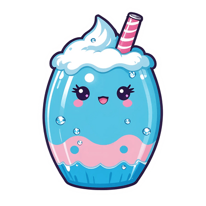 Cute Blue Soda - UV DTF Sticker - Heat Press Transfer