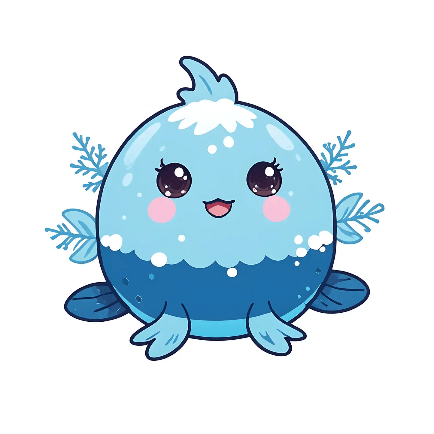 Cute Blue Whale - Sticker - Heat Press Transfer