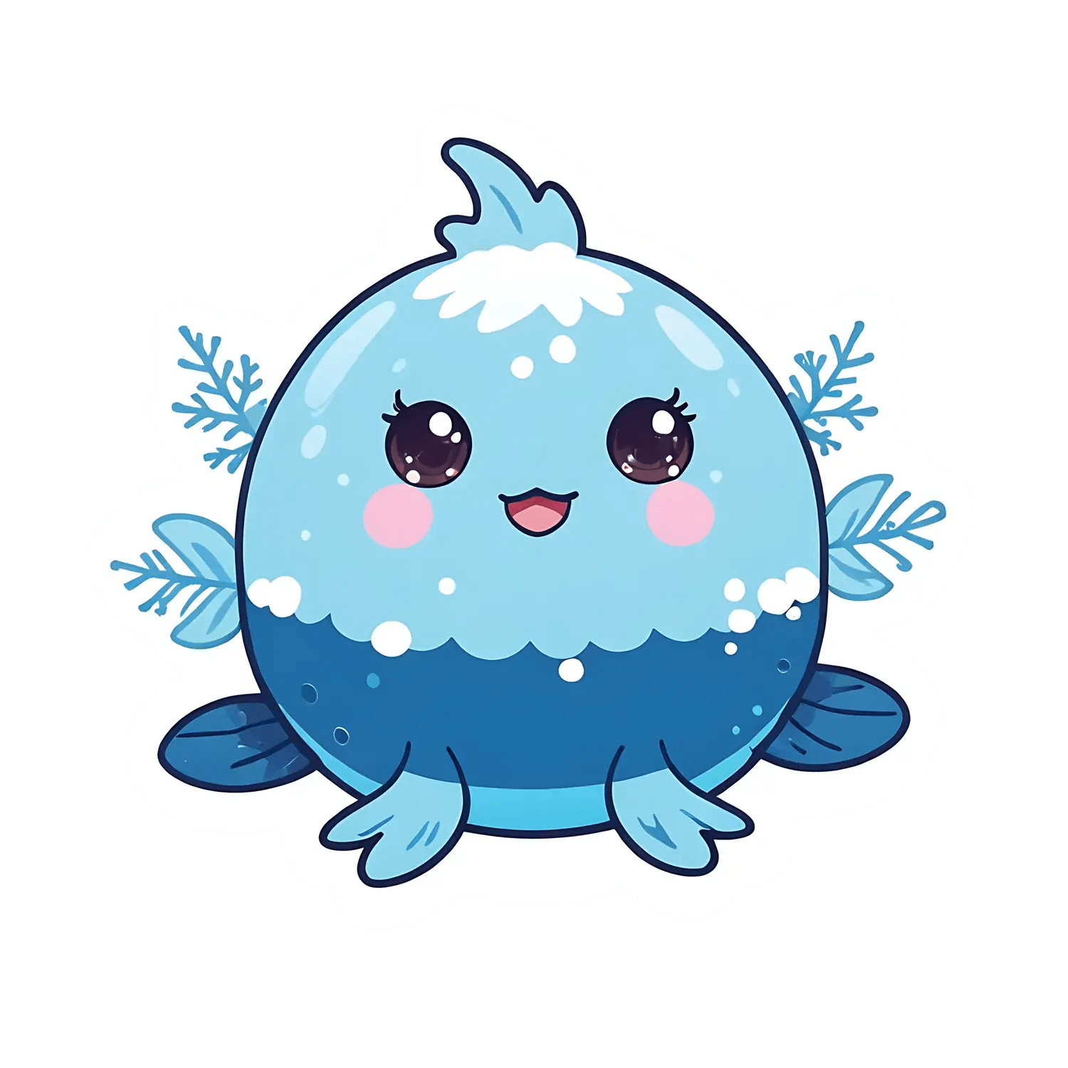 Cute Blue Whale - Sticker - Heat Press Transfer