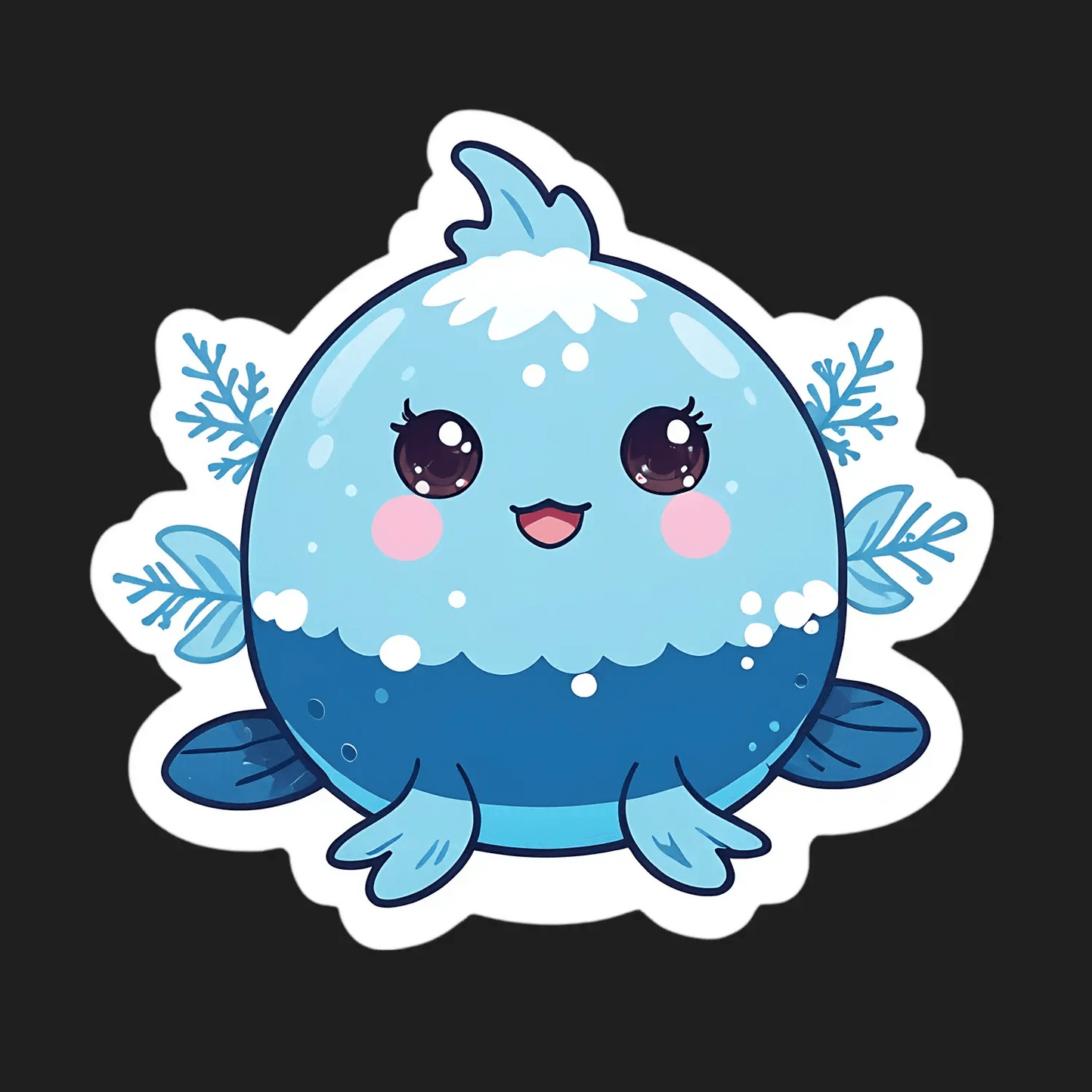 Cute Blue Whale - Sticker - Heat Press Transfer