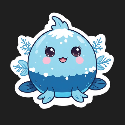 Cute Blue Whale - Sticker - Heat Press Transfer