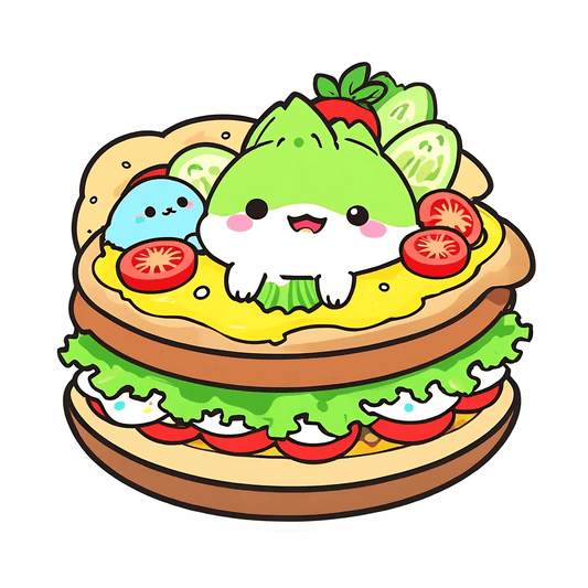 Cute Burger Cartoon - Sticker - Heat Press Transfer