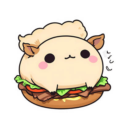 Cute Burger Cat - Sticker - Heat Press Transfer