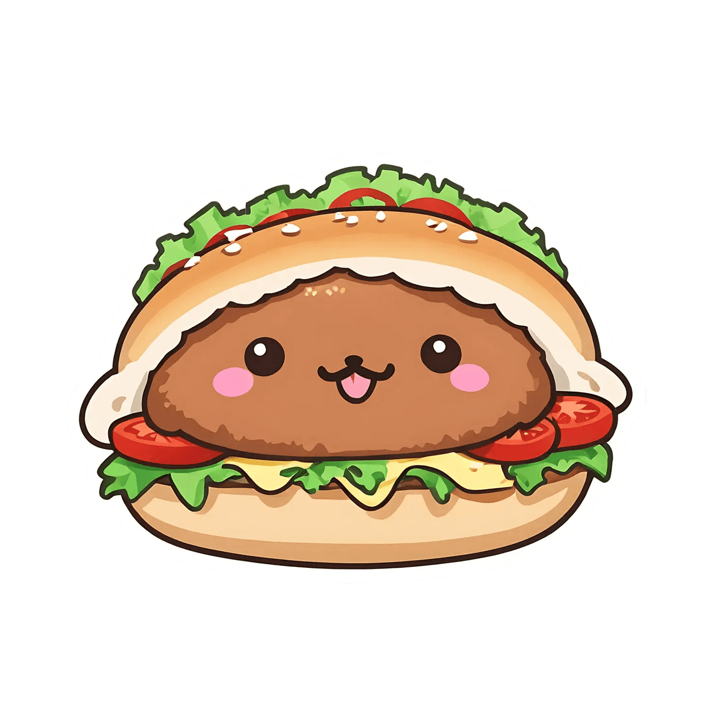 Cute Burger Character - Sticker - Heat Press Transfer