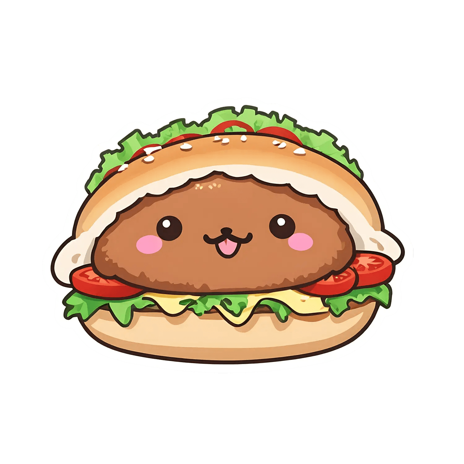 Cute Burger Character - Sticker - Heat Press Transfer