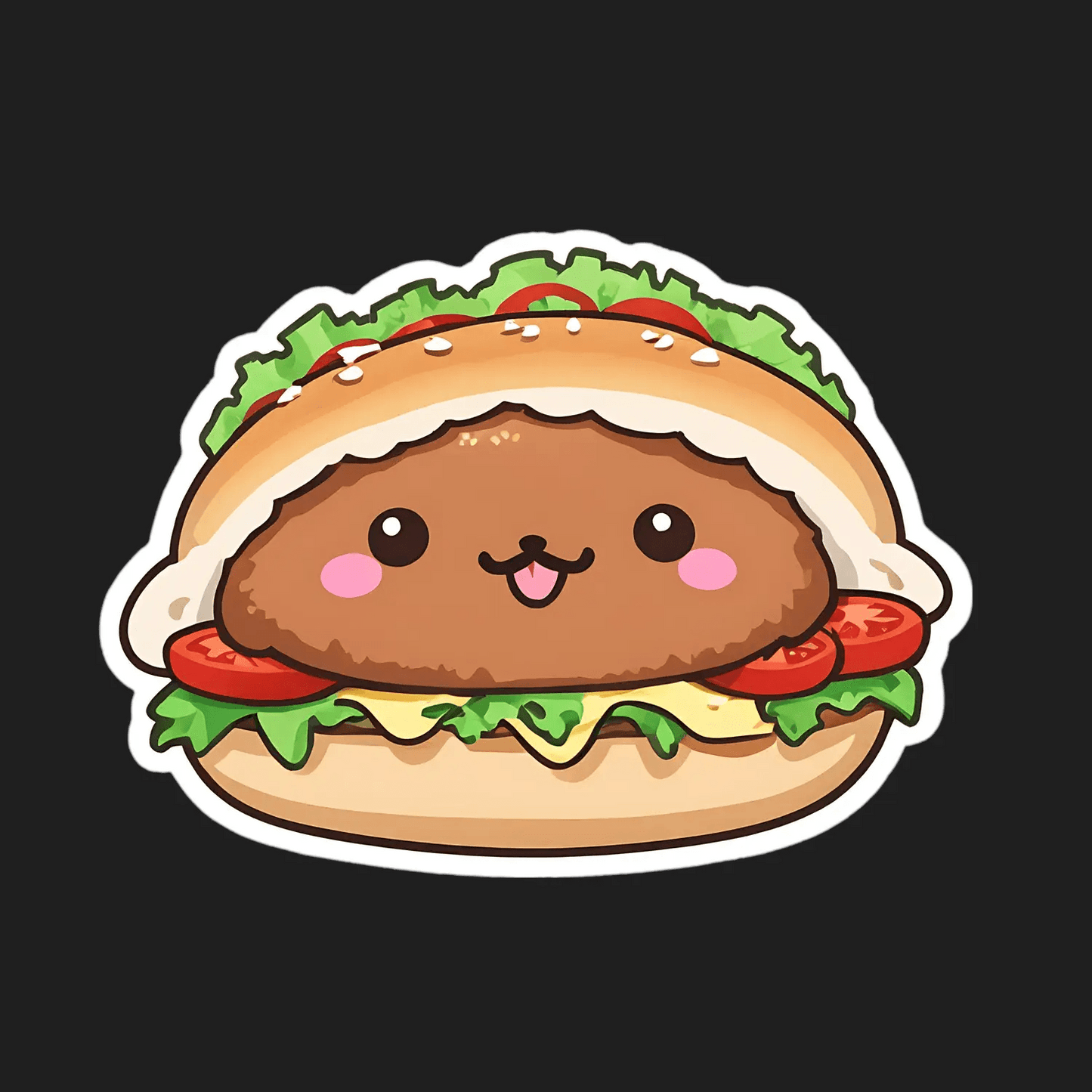 Cute Burger Character - Sticker - Heat Press Transfer