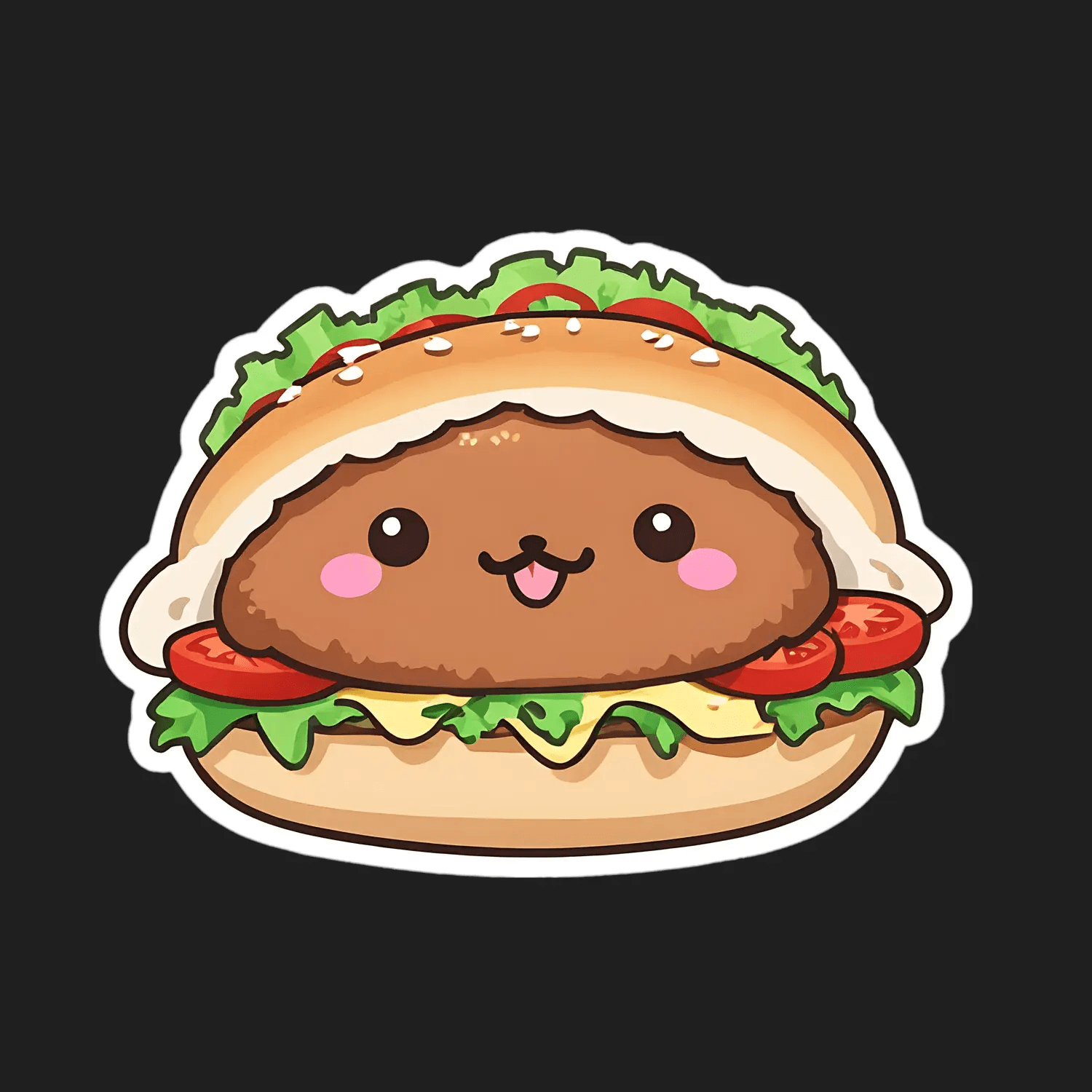 Cute Burger Character - Sticker - Heat Press Transfer