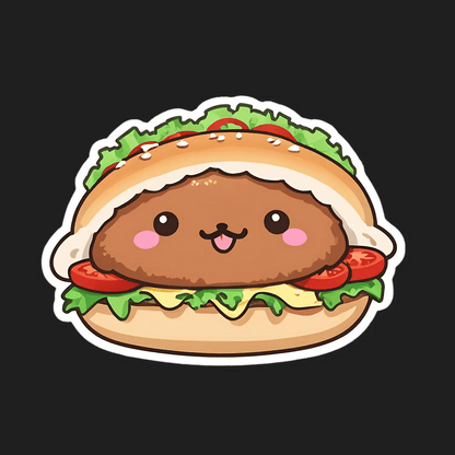 Cute Burger Character - Sticker - Heat Press Transfer