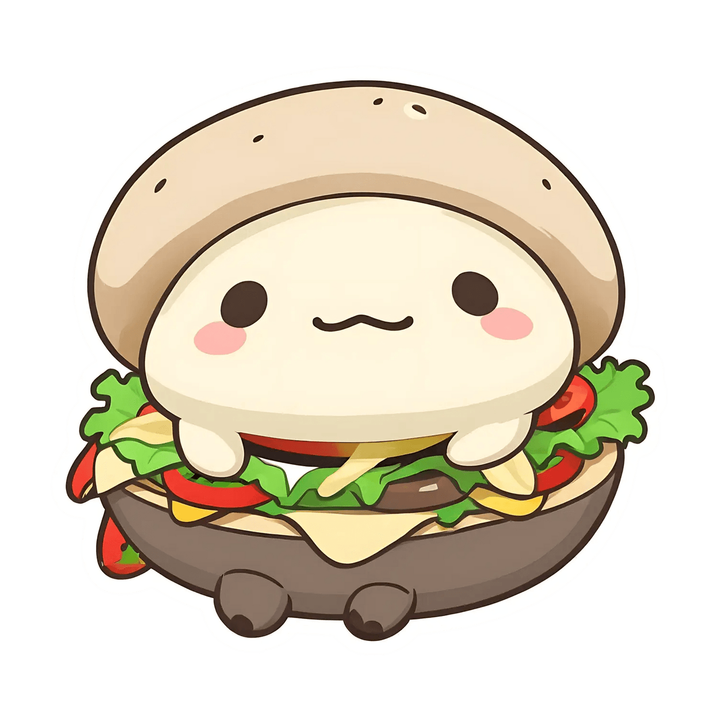 Cute Burger Character - Sticker - Heat Press Transfer