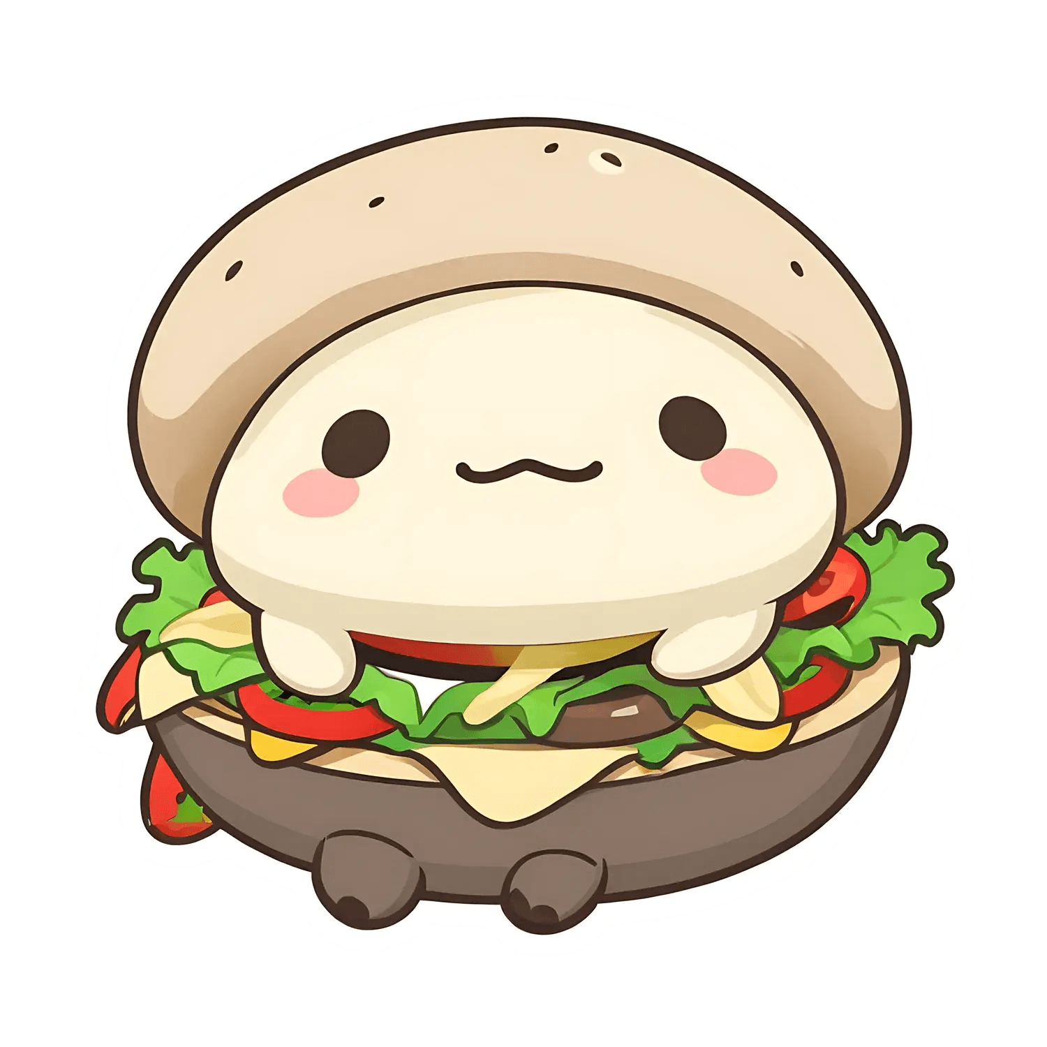 Cute Burger Character - Sticker - Heat Press Transfer