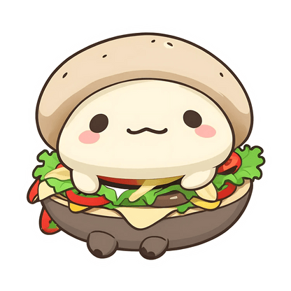 Cute Burger Character - Sticker - Heat Press Transfer