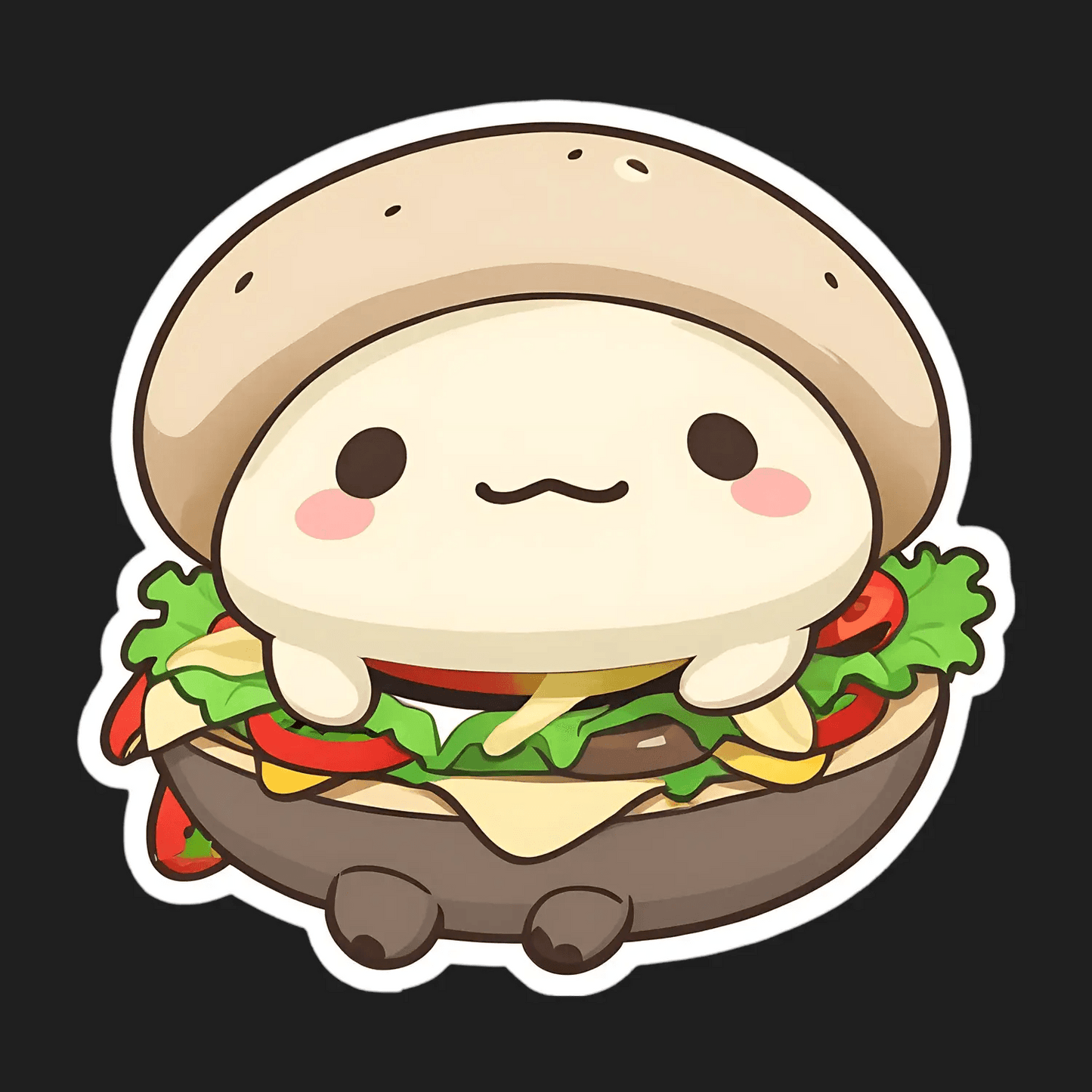 Cute Burger Character - Sticker - Heat Press Transfer