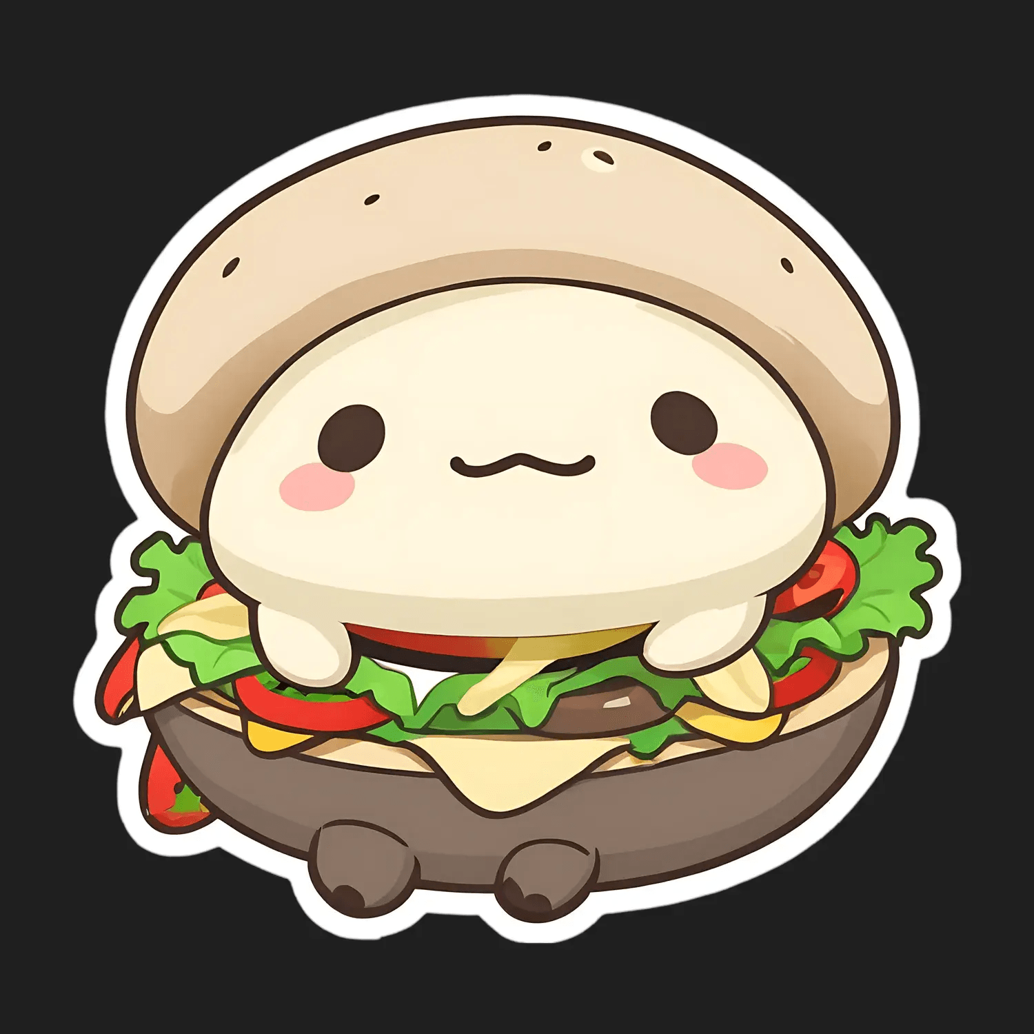Cute Burger Character - Sticker - Heat Press Transfer