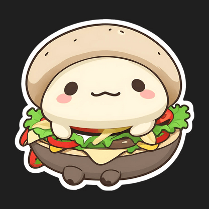 Cute Burger Character - Sticker - Heat Press Transfer