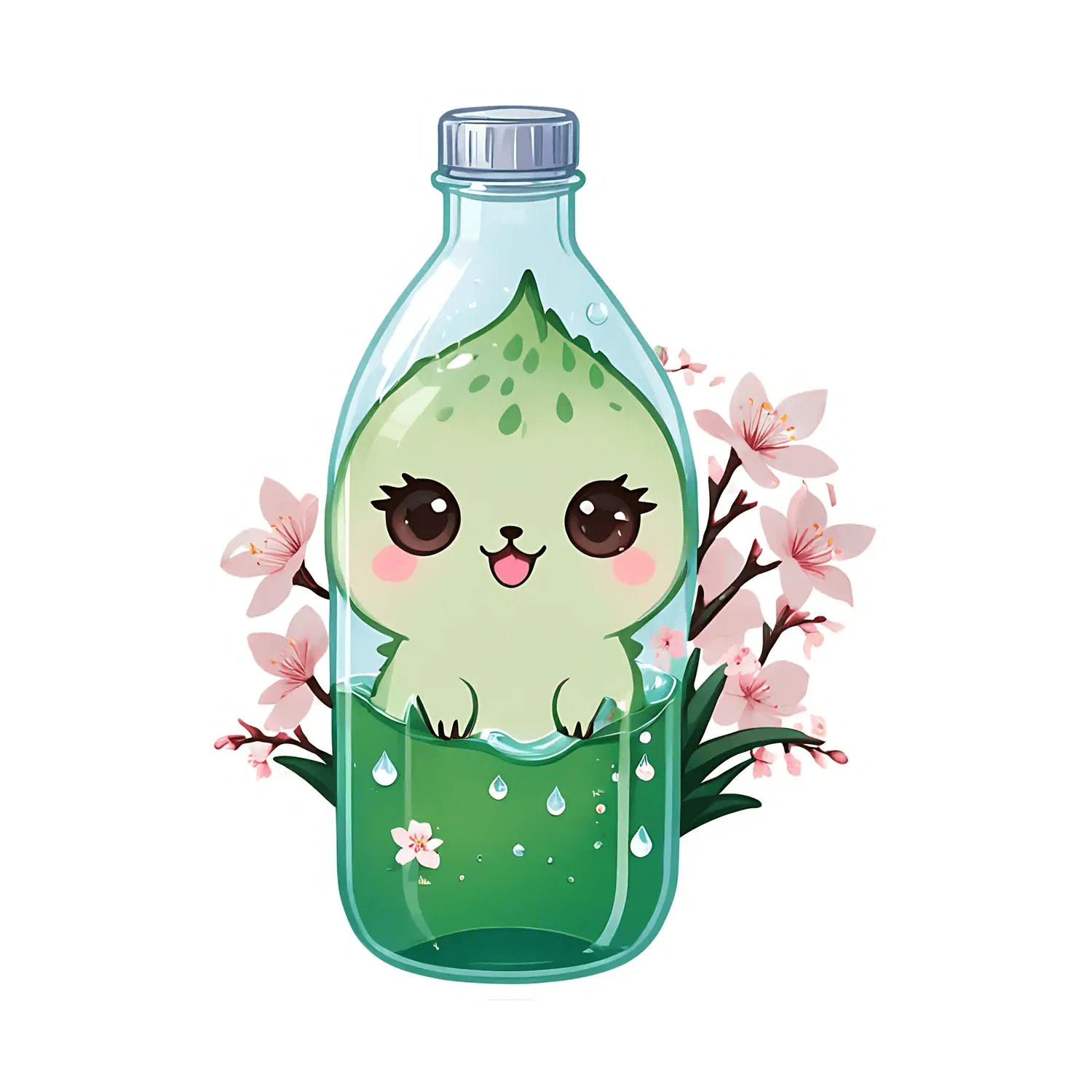 Cute Cactus Bottle - UV Sticker - Heat Press Transfer