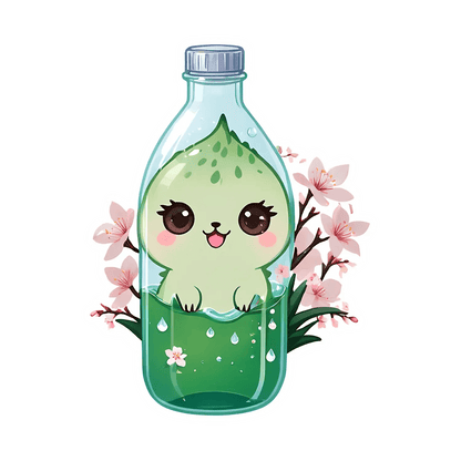 Cute Cactus Bottle - UV Sticker - Heat Press Transfer