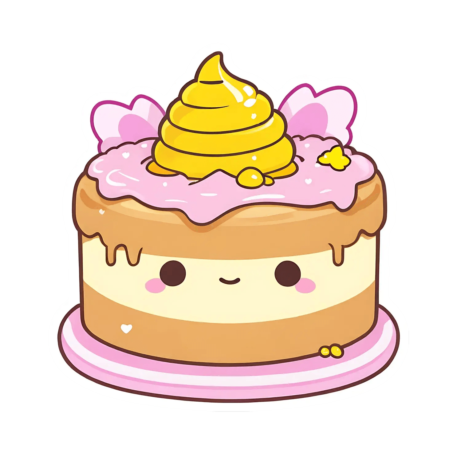 Cute Cake Sticker - Happy Poop Emoji - Heat Press Transfer