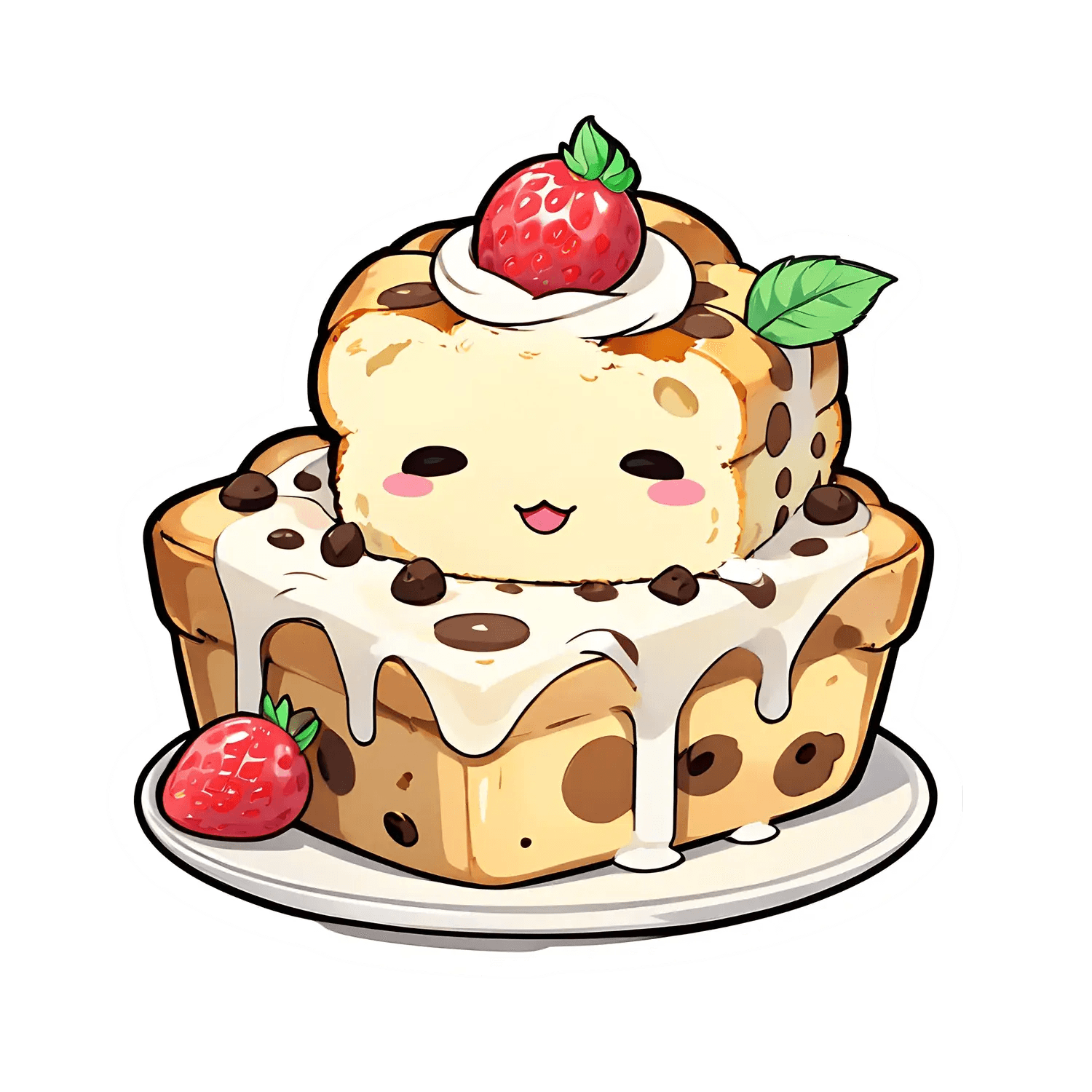 Cute Cake Sticker - Smiling Dessert - Heat Press Transfer