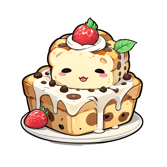 Cute Cake Sticker - Smiling Dessert - Heat Press Transfer