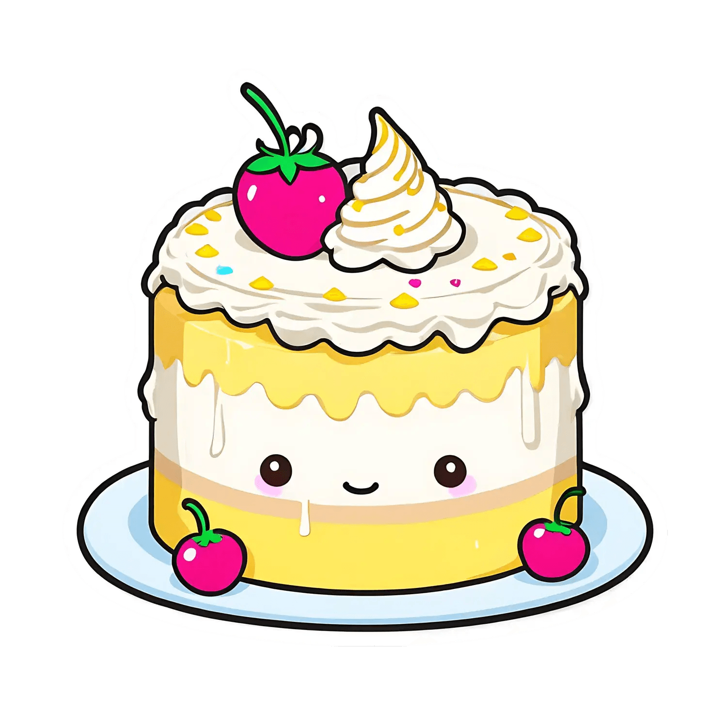 Cute Cake Sticker - Vibrant and Fun - Heat Press Transfer