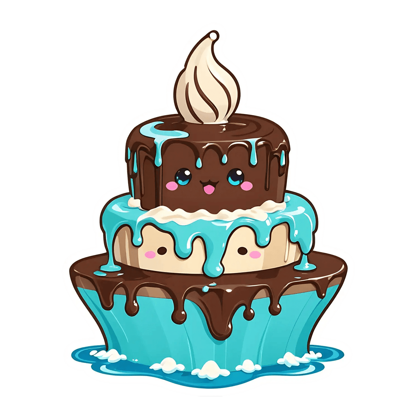 Cute Cake Sticker - Whimsical Dessert Design - Heat Press Transfer
