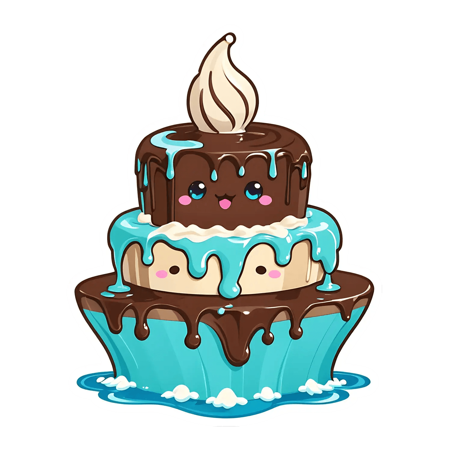 Cute Cake Sticker - Whimsical Dessert Design - Heat Press Transfer