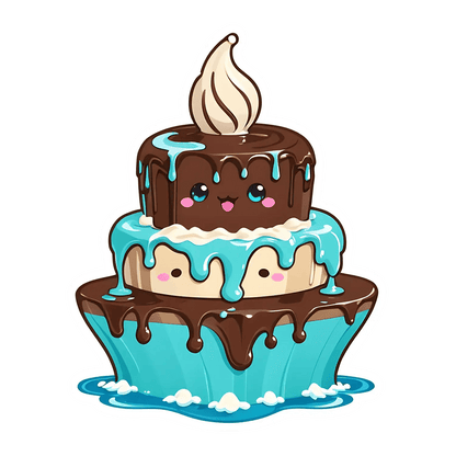 Cute Cake Sticker - Whimsical Dessert Design - Heat Press Transfer