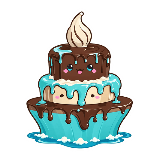 Cute Cake Sticker - Whimsical Dessert Design - Heat Press Transfer