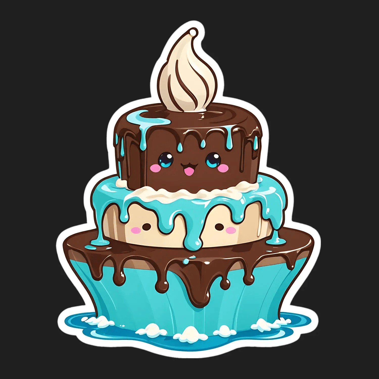 Cute Cake Sticker - Whimsical Dessert Design - Heat Press Transfer