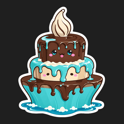 Cute Cake Sticker - Whimsical Dessert Design - Heat Press Transfer