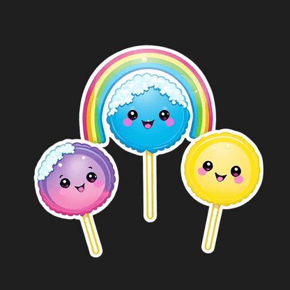 Cute Candy Sticker - Colorful Smile Pops - Heat Press Transfer