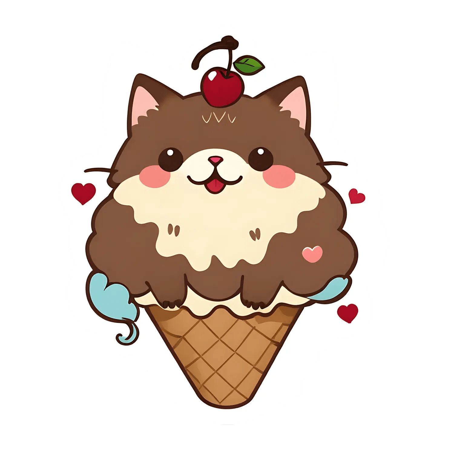 Cute Cat Ice Cream - Sticker - Heat Press Transfer