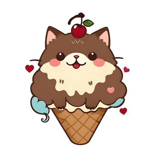 Cute Cat Ice Cream - Sticker - Heat Press Transfer