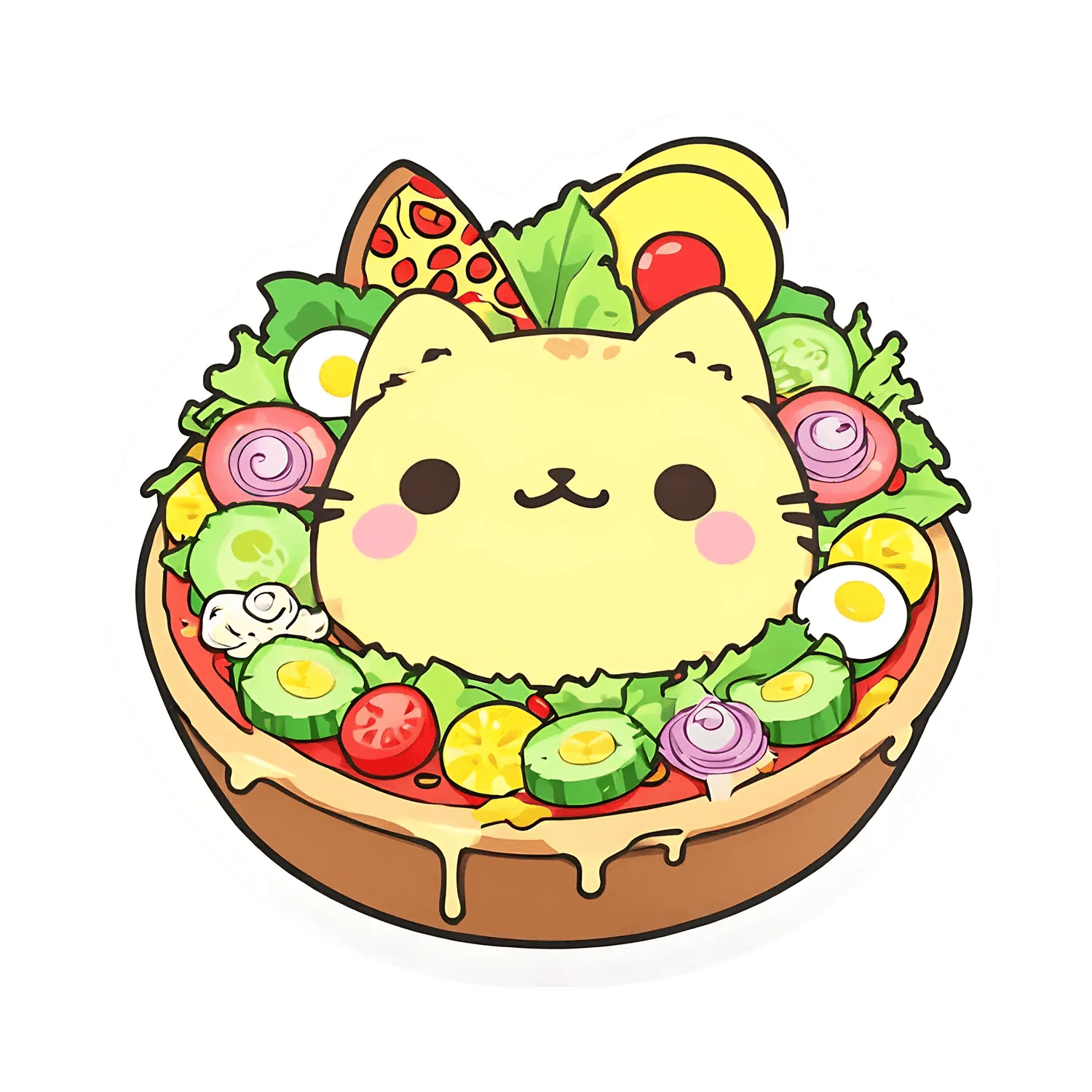 Cute Cat Pizza - Sticker - Heat Press Transfer