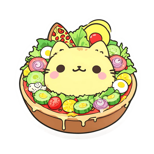 Cute Cat Pizza - Sticker - Heat Press Transfer