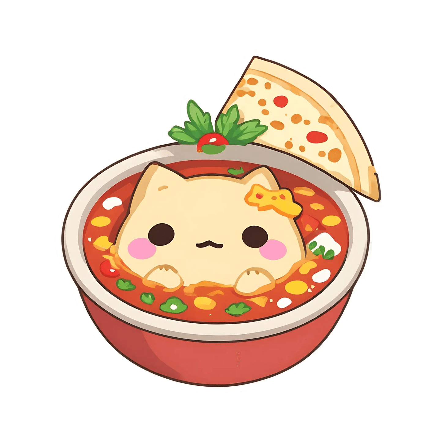 Cute Cat Pizza - UV DTF Sticker - Heat Press Transfer
