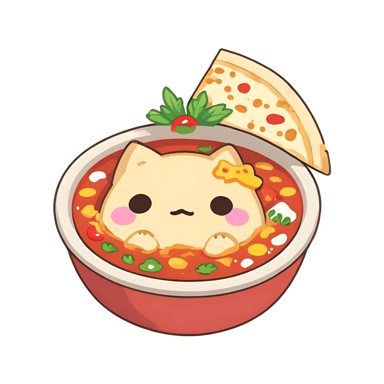 Cute Cat Pizza - UV DTF Sticker - Heat Press Transfer
