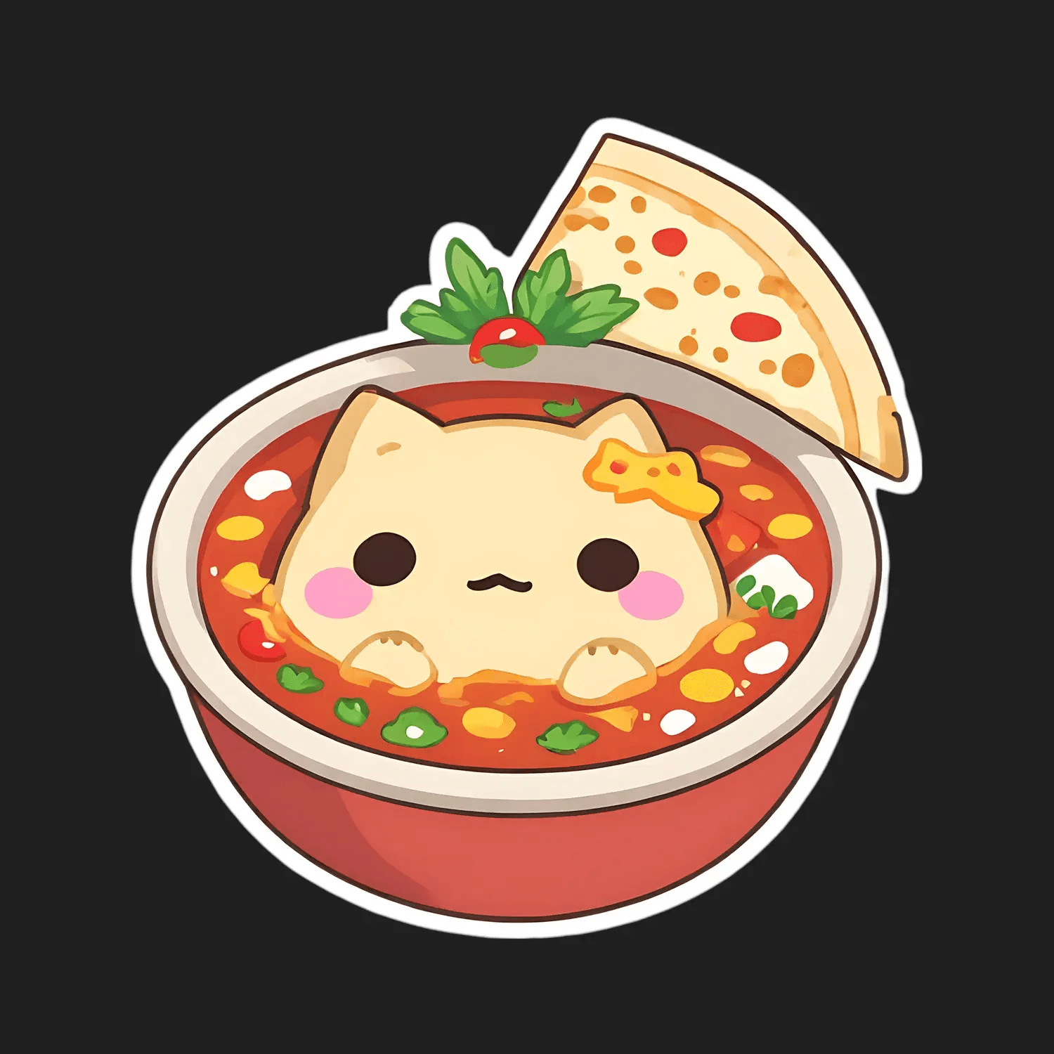 Cute Cat Pizza - UV DTF Sticker - Heat Press Transfer